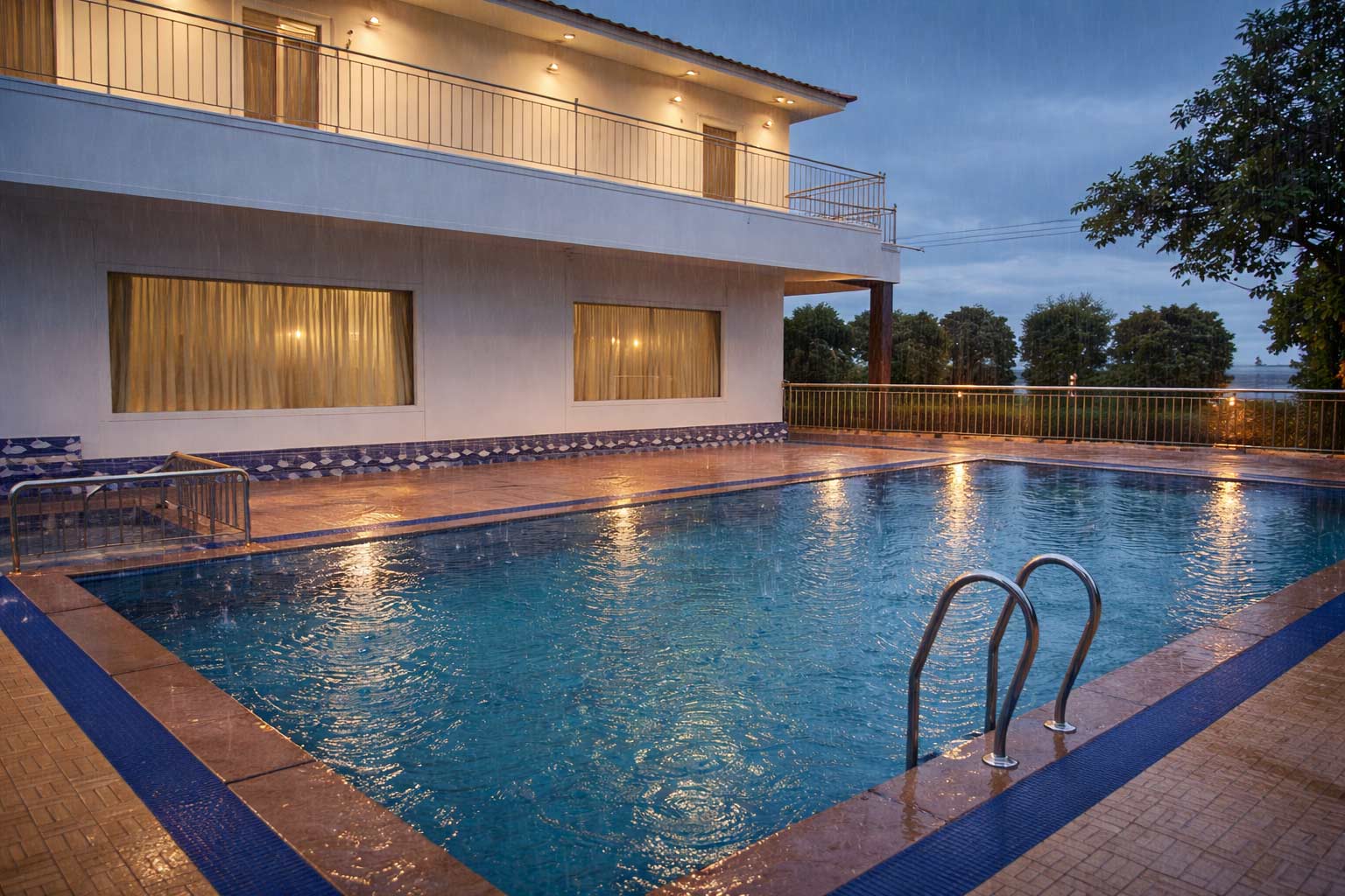 Swimming pool at Thai Beach Resort Tiruchendur