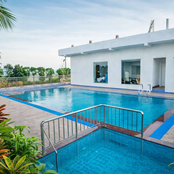 Clean swimming pool area with modern design