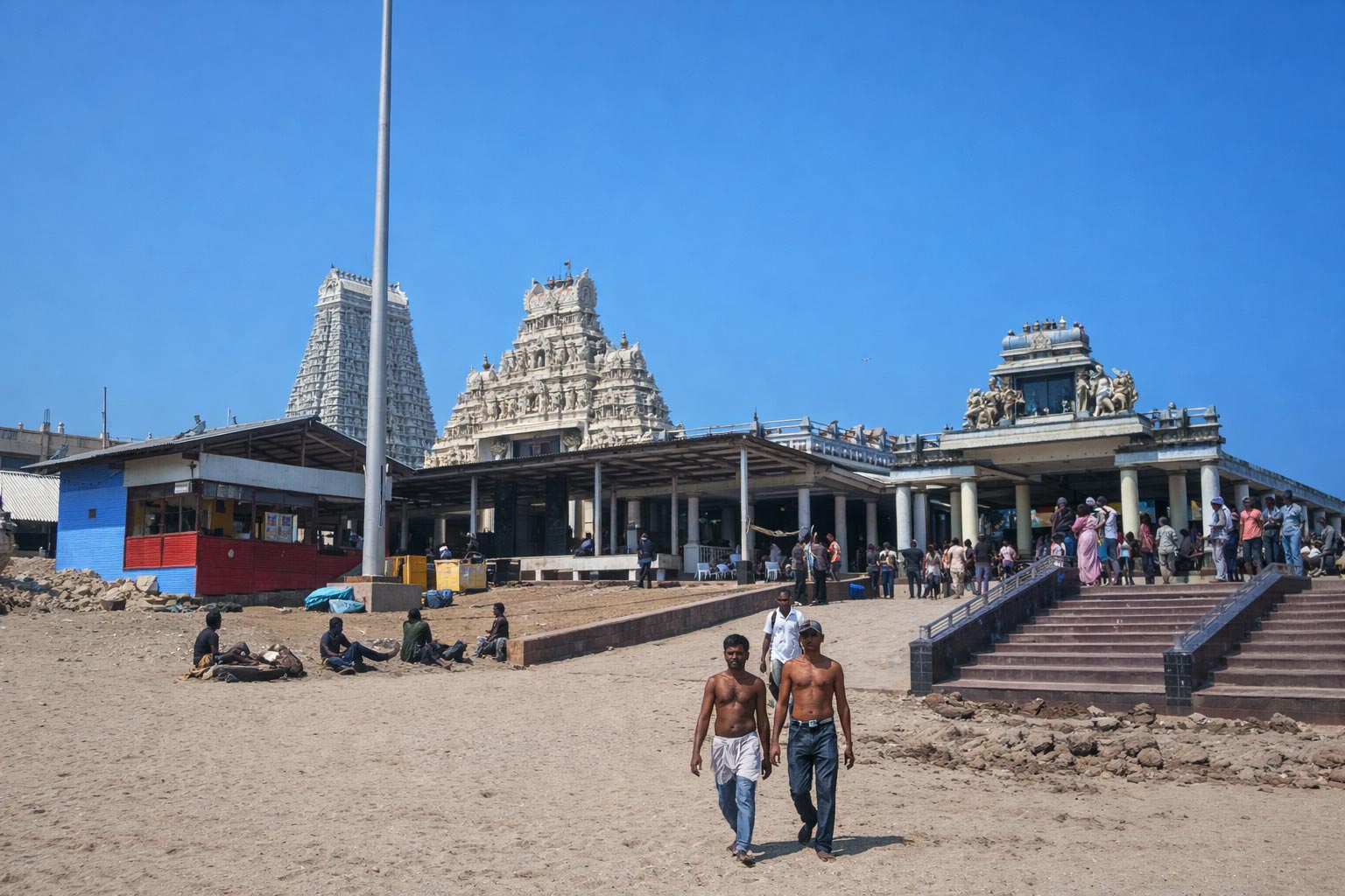 Front view of Tiruchendur Murugan Temple near beach Tamil Nadu